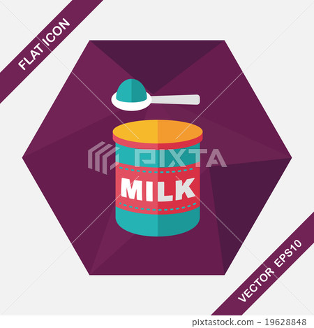 Powdered milk dairy food flat icon with long shadow,eps 10 Powdered milk dairy food flat icon with long shadow,eps 10 19628848