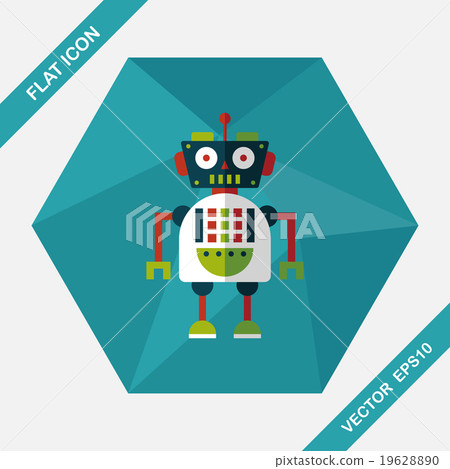 robot concept flat icon with long shadow,eps10 robot concept flat icon with long shadow,eps10 19628890