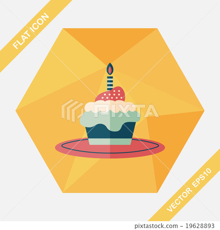 birthday cake flat icon with long shadow,eps10 19628893
