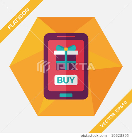cell phone online shopping flat icon with long shadow,eps10 cell phone online shopping flat icon with long shadow,eps10 19628895