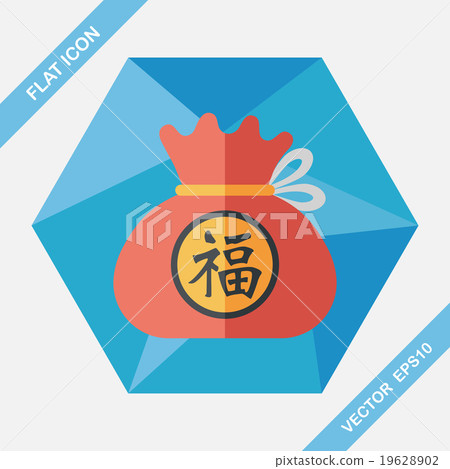 Chinese New Year flat icon with long shadow,eps10, Chinese lucky Chinese New Year flat icon with long shadow,eps10, Chinese lucky 19628902