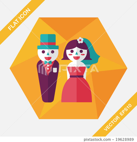 wedding couple flat icon with long shadow,eps10 - Stock Illustration ...