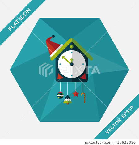 Cuckoo clock flat icon with long shadow,eps10 Cuckoo clock flat icon with long shadow,eps10 19629086