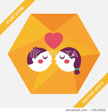 Valentine's day couple flat icon with long shadow,eps10 Valentine's day couple flat icon with long shadow,eps10 19629088