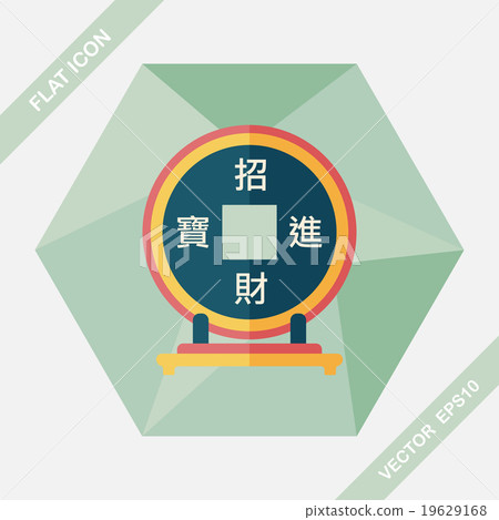 Chinese New Year flat icon with long shadow,eps10, Chinese decor Chinese New Year flat icon with long shadow,eps10, Chinese decor 19629168