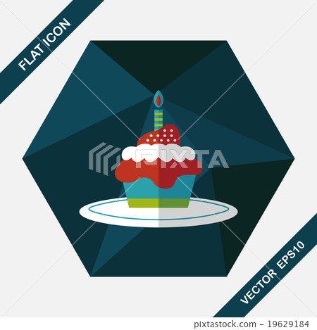 birthday cake flat icon with long shadow,eps10 - Stock Illustration ...