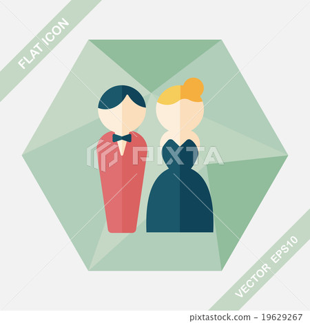 wedding couple flat icon with long shadow,eps10 - Stock Illustration ...