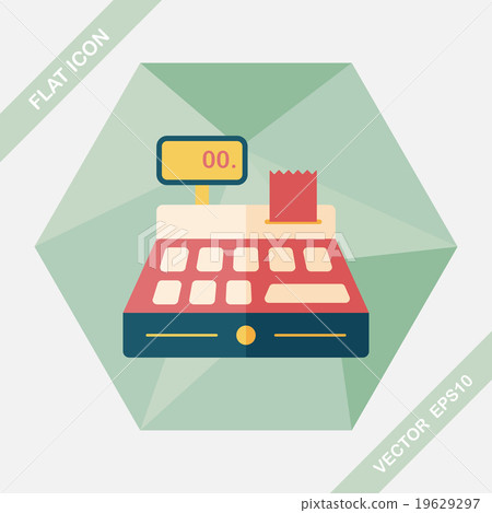 shopping cash register flat icon with long shadow,eps10 shopping cash register flat icon with long shadow,eps10 19629297