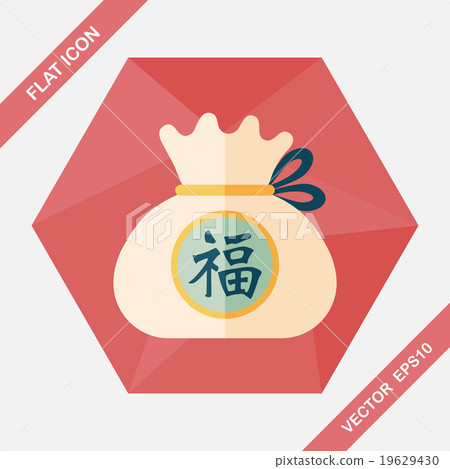 Chinese New Year flat icon with long shadow,eps10, Chinese lucky Chinese New Year flat icon with long shadow,eps10, Chinese lucky 19629430