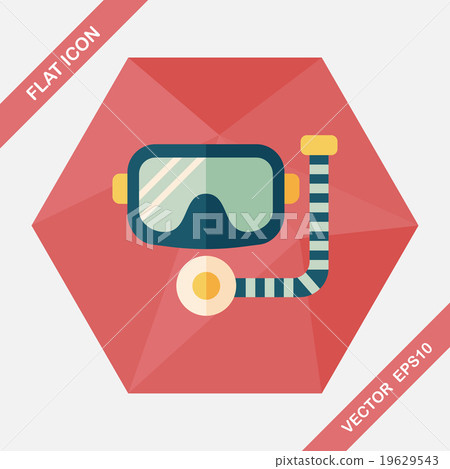 Mask and snorkel flat icon with long shadow, eps10 Mask and snorkel flat icon with long shadow, eps10 19629543