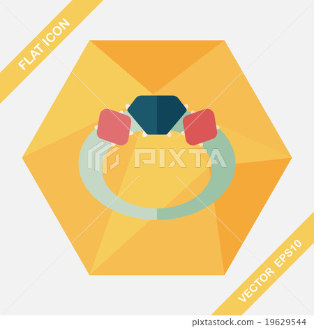 Propose diamond ring flat icon with long shadow,eps10 19629544