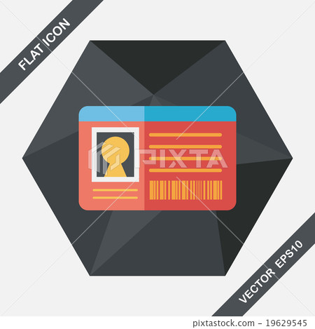 Identification card flat icon with long shadow Identification card flat icon with long shadow 19629545