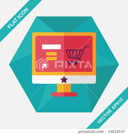 online shopping flat icon with long shadow,eps10 online shopping flat icon with long shadow,eps10 19629547