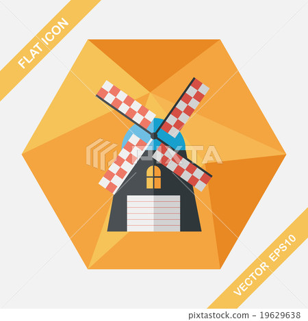windmill flat icon with long shadow,eps10 - Stock Illustration ...