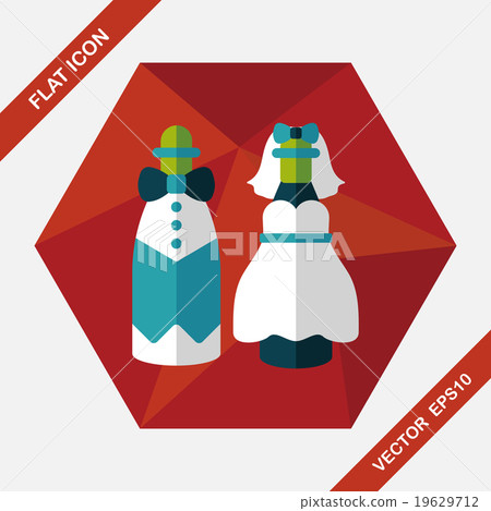 wedding couple flat icon with long shadow,eps10 - Stock Illustration ...