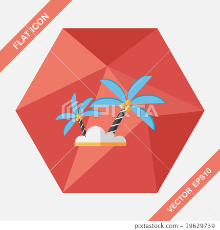Palm tree flat icon with long shadow,eps10 19629739