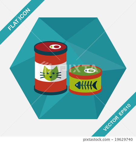 Pet cat food can flat icon with long shadow,eps10 Pet cat food can flat icon with long shadow,eps10 19629740