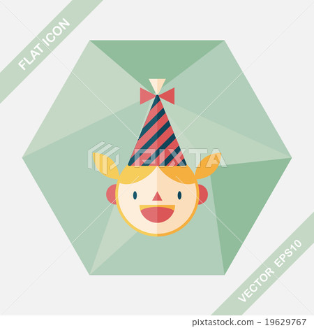 Birthday party girl flat icon with long shadow,eps10 19629767