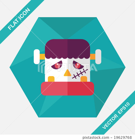 Frankenstein flat icon with long shadow,eps10 19629768