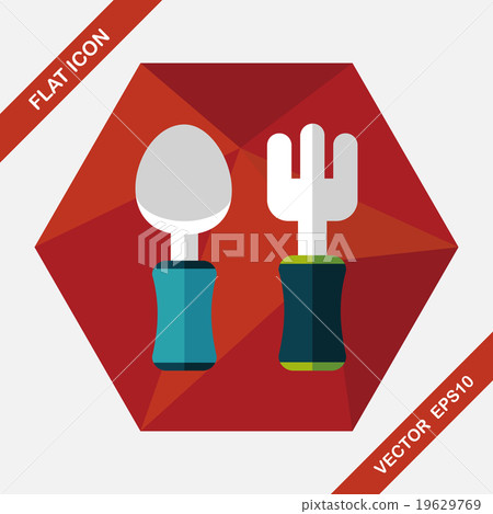 dish ware and cutlery flat icon with long shadow,eps10 19629769