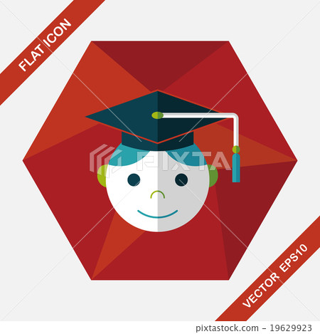 Graduation Man flat icon with long shadow,eps10 19629923