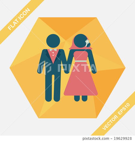 wedding couple flat icon with long shadow,eps10 - Stock Illustration ...