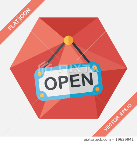 shopping store sign flat icon with long shadow,eps10 19629941
