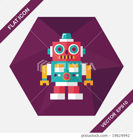 vintage robot flat icon with long shadow,eps 10 vintage robot flat icon with long shadow,eps 10 19629942