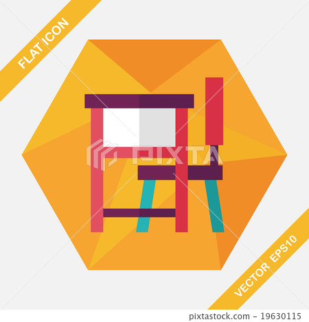 Vintage school desk flat icon with long shadow,eps10 19630115