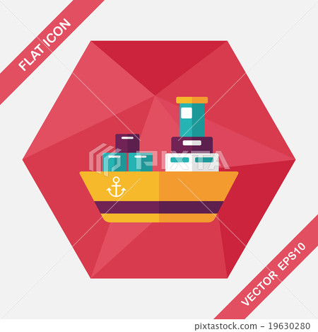 Transportation Container ship flat icon with... - Stock Illustration ...