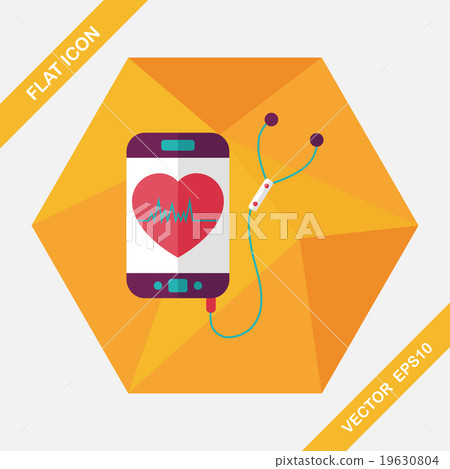 heart rate sport equipment flat icon with long shadow,eps10 19630804