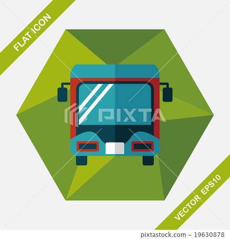 Transportation bus flat icon with long shadow Transportation bus flat icon with long shadow 19630878