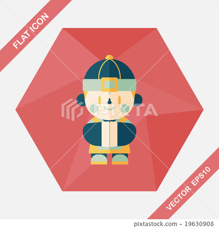 Chinese New Year boy flat icon with long shadow,eps10 19630908