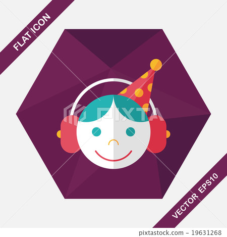 Birthday party boy flat icon with long shadow,eps10 19631268