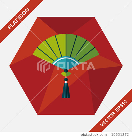 Chinese New Year flat icon with long shadow,eps10, Chinese foldi Chinese New Year flat icon with long shadow,eps10, Chinese foldi 19631272