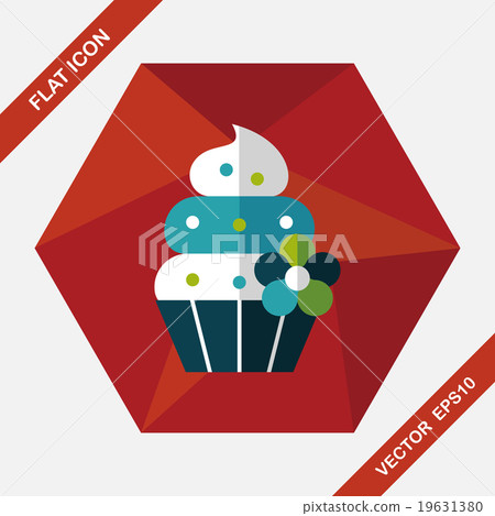 birthday cake flat icon with long shadow,eps10 - Stock Illustration ...