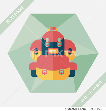 backpack flat icon with long shadow - Stock Illustration [19631533] - PIXTA
