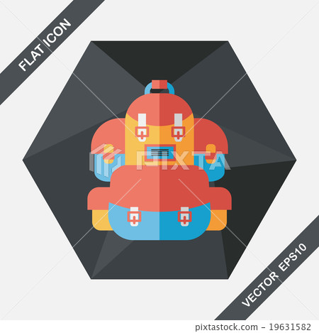 backpack flat icon with long shadow - Stock Illustration [19631582] - PIXTA