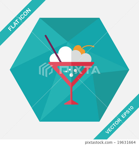 cocktail flat icon with long shadow - Stock Illustration [19631664] - PIXTA