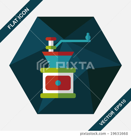 grinding coffee machine flat icon with long shadow,eps10 grinding coffee machine flat icon with long shadow,eps10 19631668