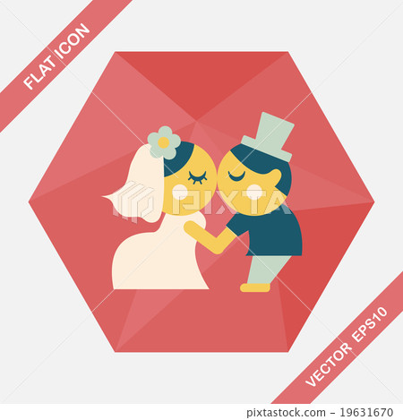 wedding couple flat icon with long shadow,eps10 19631670