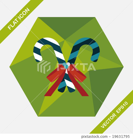 Christmas candy cane flat icon with long... - Stock Illustration ...