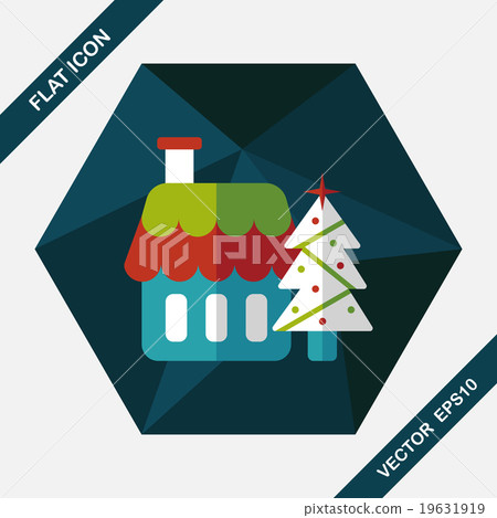 Xmas tree and house flat icon with long shadow,eps10 Xmas tree and house flat icon with long shadow,eps10 19631919