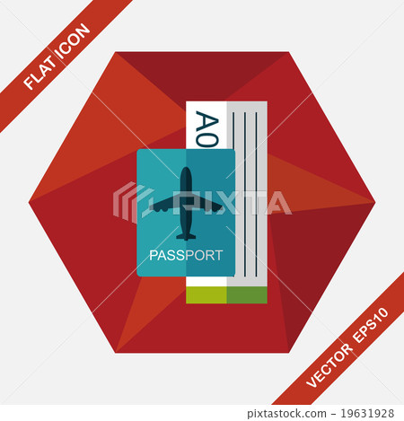 Air ticket flat icon with long shadow,eps10 19631928