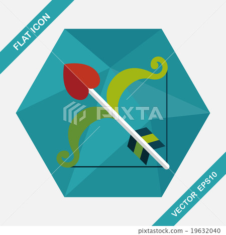 valentine's day Cupid bow and arrow flat icon with long shadow,e valentine's day Cupid bow and arrow flat icon with long shadow,e 19632040