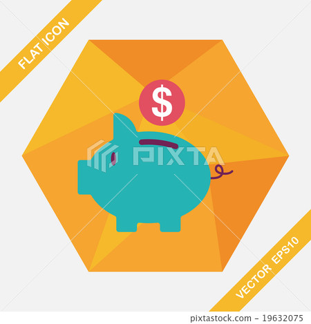 Piggy bank flat icon with long shadow,eps10 Piggy bank flat icon with long shadow,eps10 19632075