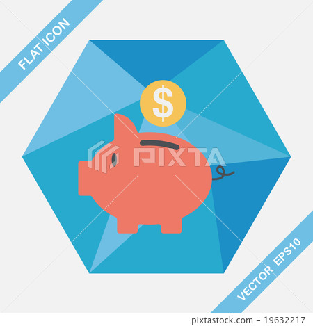 Piggy bank flat icon with long shadow,eps10 Piggy bank flat icon with long shadow,eps10 19632217