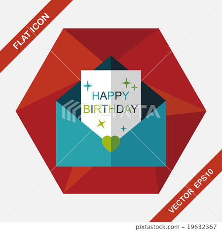 Happy birthday card flat icon with long shadow,eps10 Happy birthday card flat icon with long shadow,eps10 19632367