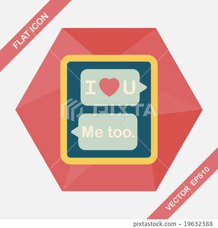 Valentine's Day message phone flat icon with long shadow,eps10 19632388