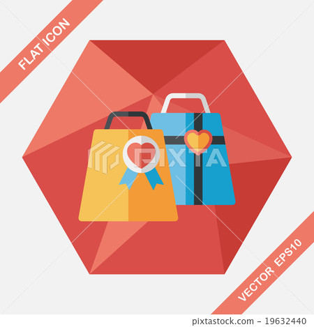 Valentine's Day shopping bag flat icon with long shadow,eps10 19632440